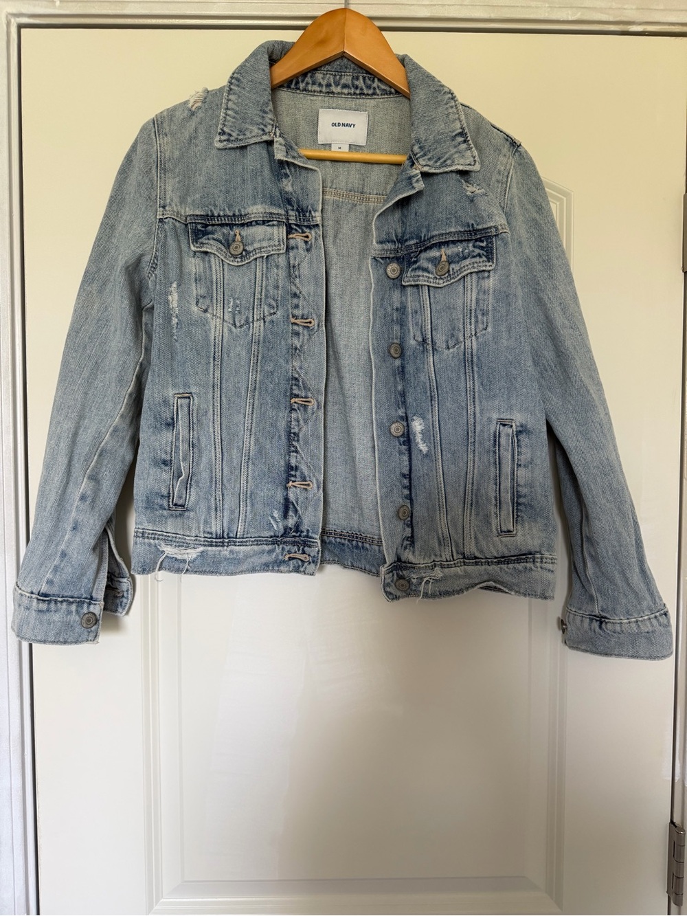 Old Navy Light Wash Distressed Denim Jacket - Women's